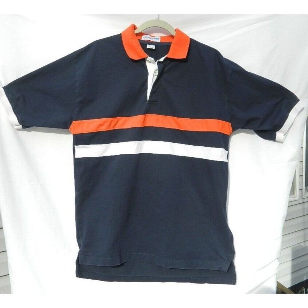 College Classics Polo Men's Large, Short Sleeve Blue, Orange & White